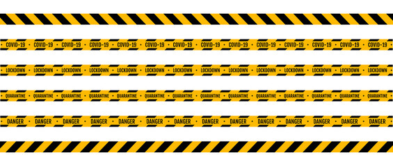 Warning coronavirus quarantine yellow and black stripes