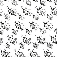 Seamless puttern with an abstract element. Monochrome vector pattern, black on white background