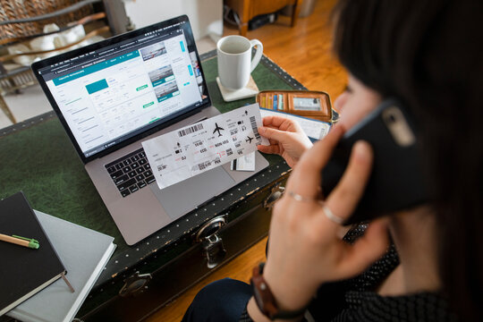 Woman Booking Flight Online