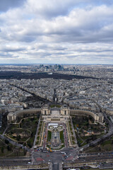 Aerial view of a park in Paris in Winter