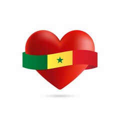 Heart with waving Senegal flag. Vector illustration.