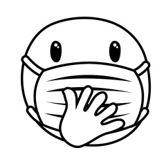 emoji Thoughtful wearing medical mask line style