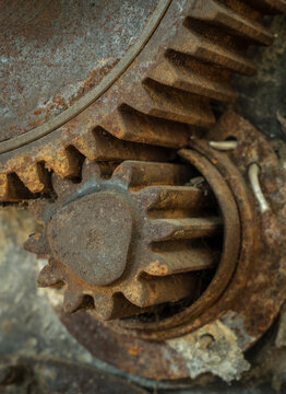 detail of a scrapped gearbox