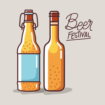 Beer bottles design, Festival day pub alcohol bar and drink theme Vector illustration