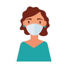 woman wearing medical mask flat style