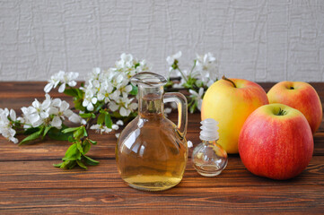 Apples and apples cider vinegar on the table 1