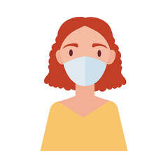 woman wearing medical mask flat style