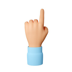 Hand showing one finger or counting one. 3d render
