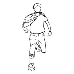 Sketch of running man in doodle style. Vector illustration