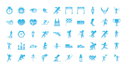 Running gradient style icon set vector design