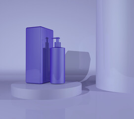 3D rendering of a brand of cosmetics on a light background with place for text.