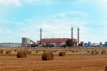 The buildings of the potash mine are sub-filled with sky