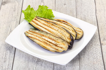 Grilled eggplant in the bowl