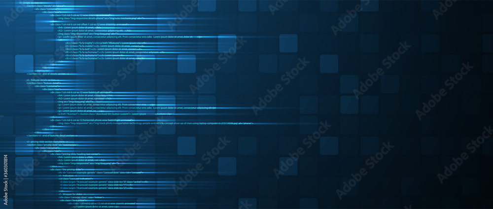 Aufkleber Software development abstract technology code and script background