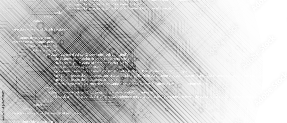 Aufkleber Software development abstract technology code and script background