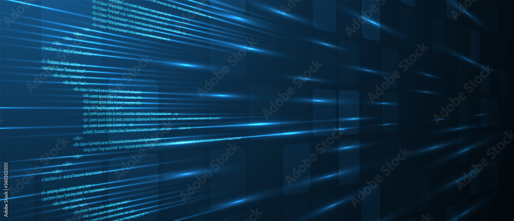 Aufkleber Software development abstract technology code and script background