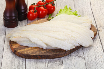 Raw halibut fillet