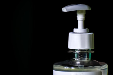 Fototapeta na wymiar Hand sanitizer bottle top with pumping.