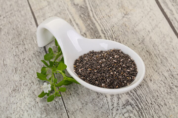Dietary Chia seeds in the bowl