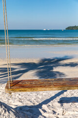Swing on the beach, Saracen bay beach, Koh Rong Samloem island, Sihanoukville, Cambodia.