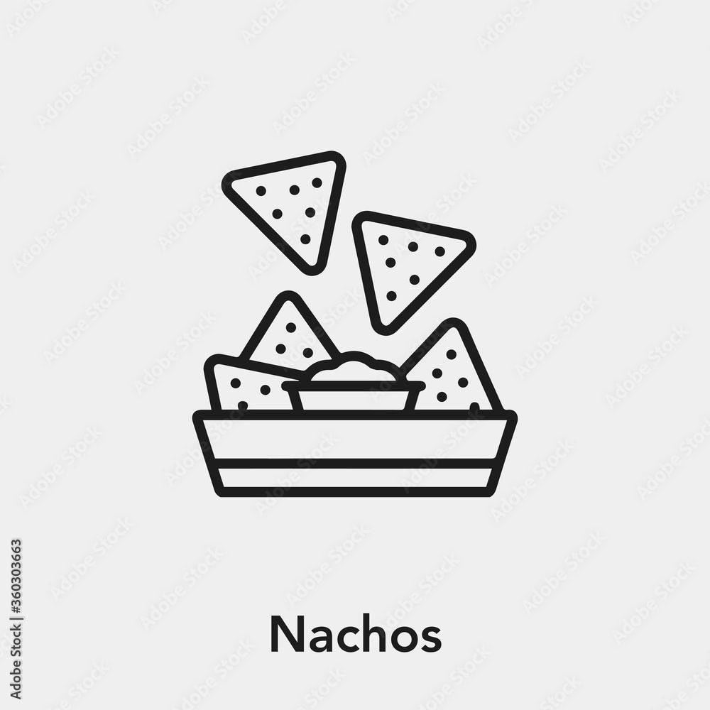 Poster nachos icon vector. linear style sign for mobile concept and web design. nachos symbol illustration.