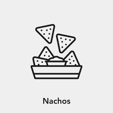 nachos icon vector. Linear style sign for mobile concept and web design. nachos symbol illustration. Pixel vector graphics - Vector. 