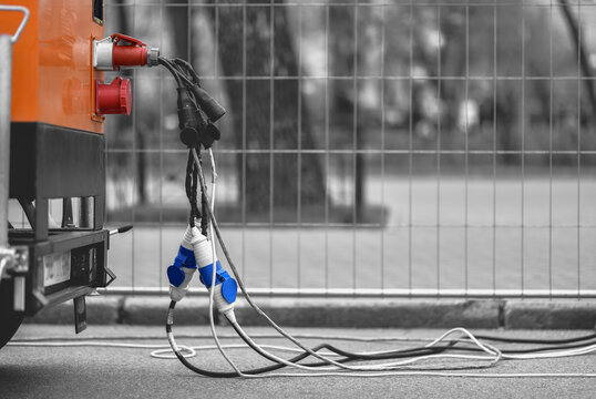 Power Wires From Electric Generator On Wheels