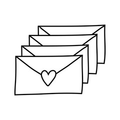 love letters in envelopes line style icon