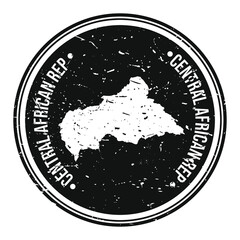 Central Africa Republic Map Symbol Round Design Stamp Travel and Business.