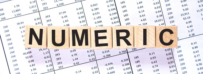 Word NUMERIC made with wood building blocks