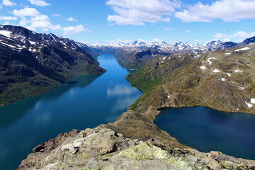 Naklejka na ściany i meble Norway, Norwegen, Jotunheimen, Besseggen, Besseggengrat, Besseggi, Track, Wanderung
