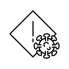 covid19 virus particle with alert signal line style