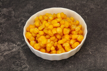 Sweet corn seeds in the bowl