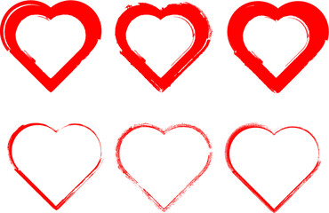 Set of Hearts . Grunge stamps collection.love Shapes for your design.Distressed symbols. Textured Valentine's Day signs.Vector illustration.