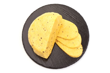 Caraway cheese, isolated on white background