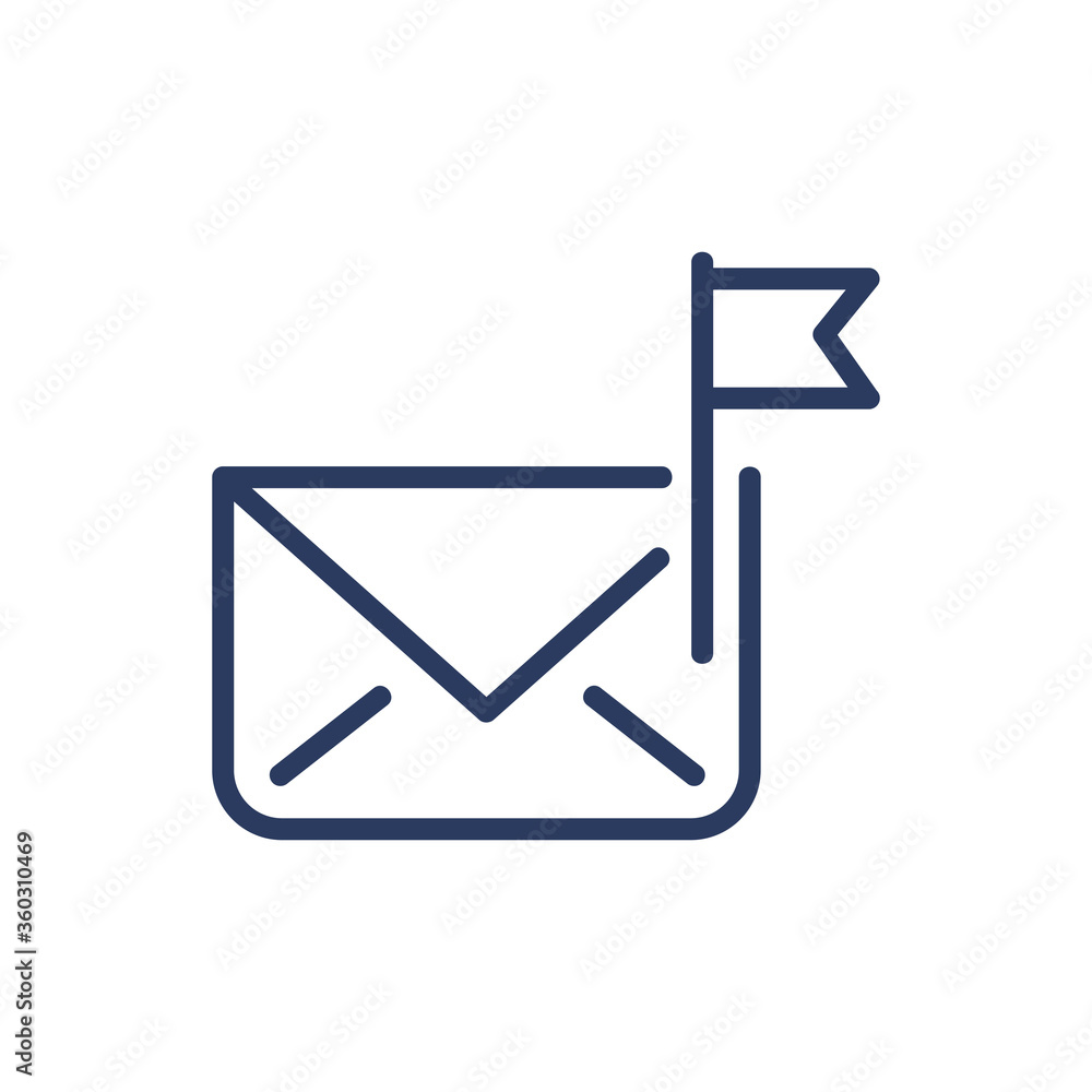 Poster closed envelope thin line icon. flag, important, correspondence isolated outline sign. message, comm