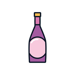 belgium beer bottle icon, line fill style