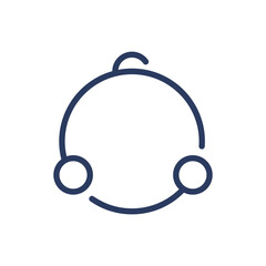 Three chained atoms thin line icon. Formula, reaction, connection isolated outline sign. Chemistry and science concept. Vector illustration symbol element for web design and apps