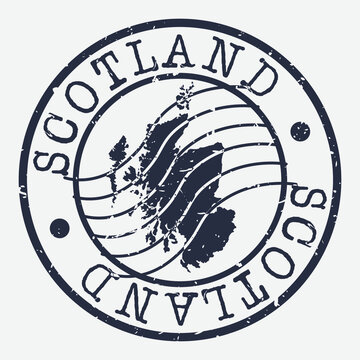 Scotland Europe Stamp Postal. Map Silhouette Seal. Passport Round Design. Vector Icon. Design Retro Travel.