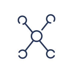 Atoms connected in molecule thin line icon. Formula, lab, connection isolated outline sign. Chemistry and science concept. Vector illustration symbol element for web design and apps