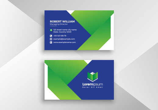 Green And Blue  Business Card Layout