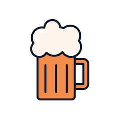 beer mug with foam, line fill style