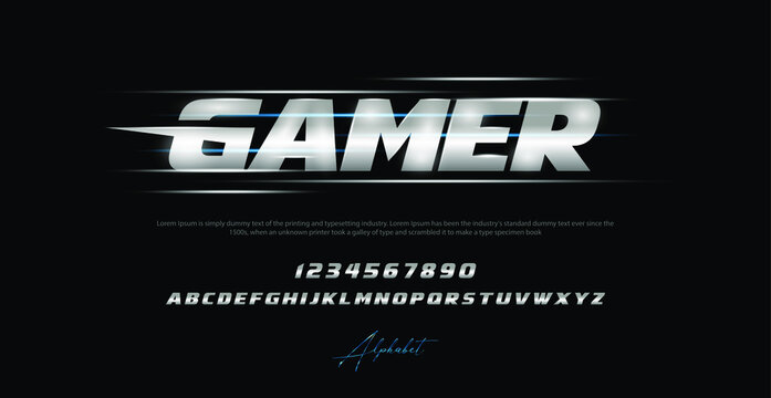Modern Alphabet Font. Typography urban style fonts for technology, digital, movie, game logo design. vector illustration