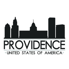 Fototapeta premium Providence USA Skyline Silhouette Design City Vector Art Famous Buildings