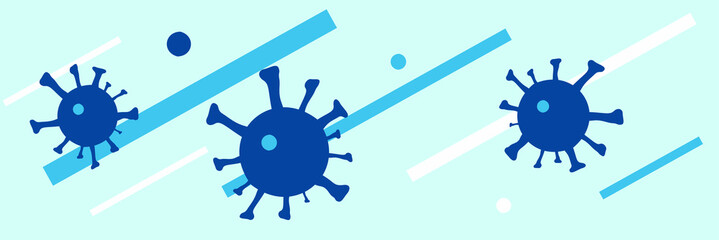 Graphic virus or bacterium on abstract blue background