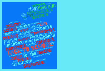 "Back to School" word cloud in the shape of an apple and blank area with space for your text