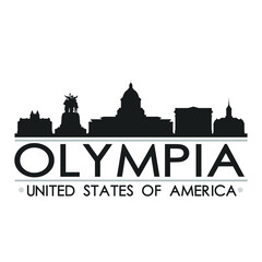Fototapeta premium Olympia USA Skyline Silhouette Design City Vector Art Famous Buildings