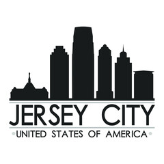 Jersey City Skyline Silhouette Design City Vector Art Famous Buildings 