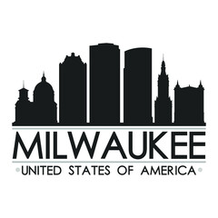 Naklejka premium Milwaukee Skyline Silhouette Design City Vector Art Famous Buildings 