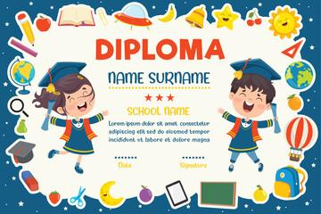 Diploma Certificate For Preschool And Elementary School Kids